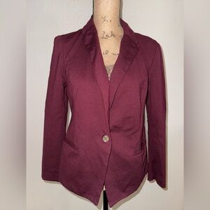 Anne Klein Deep Burgundy Single-Button Blazer